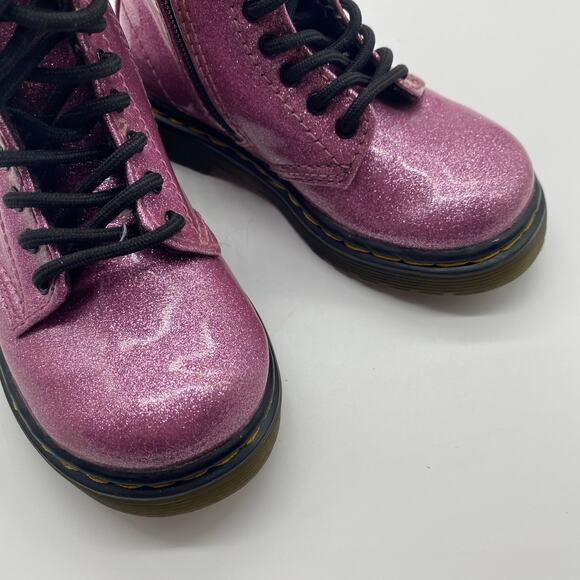 Dr. Martens Pink Sparkle Eye Glitter Ankle Boot Combat Boot Moto Toddler size 7 - Picture 6 of 9